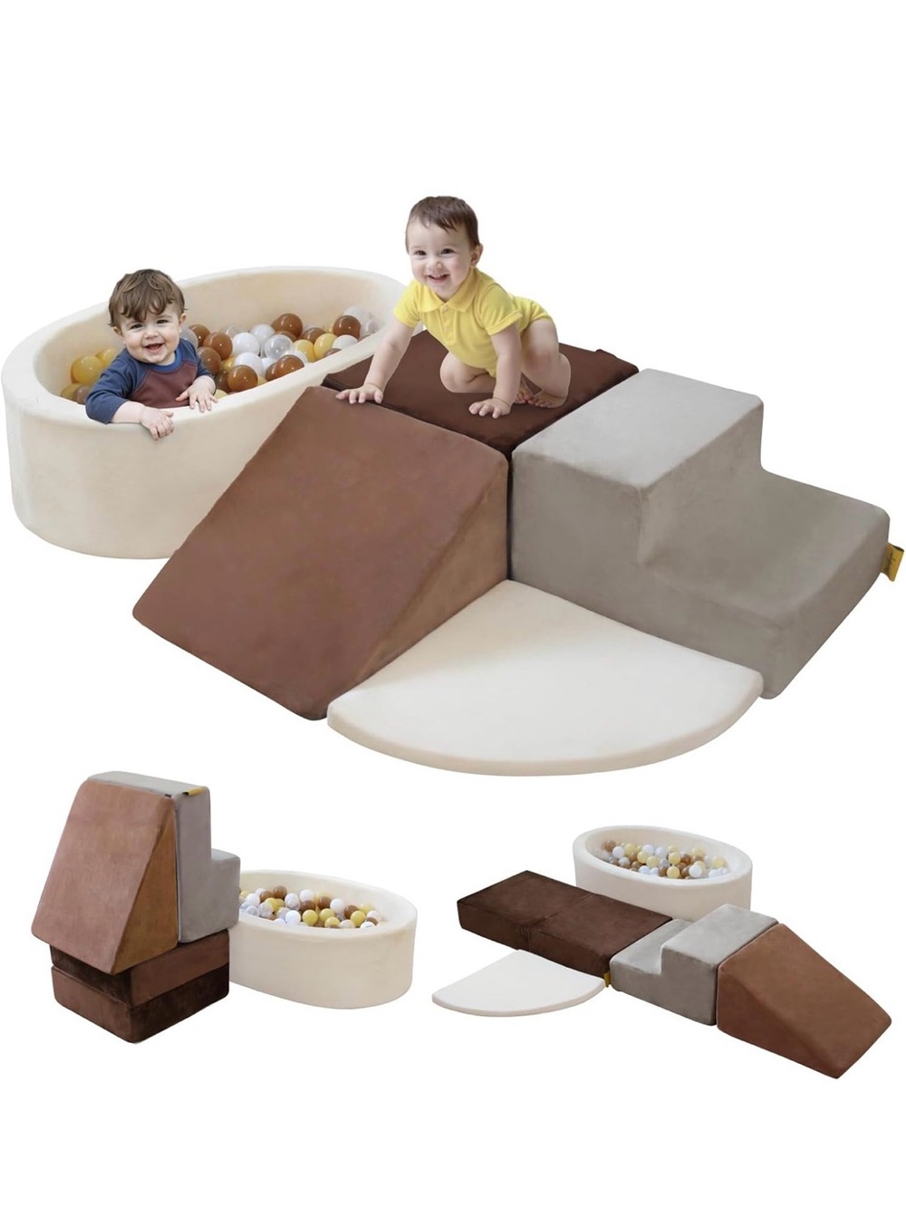 Soft Foam Playset with Brown & Cream Ball Pit - Kids Toys